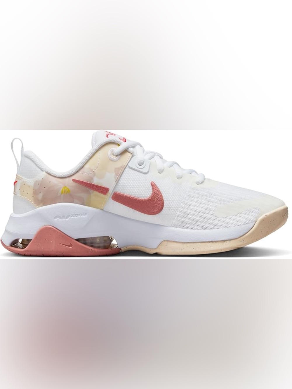 Nike White Sneakers with Coral Swoosh